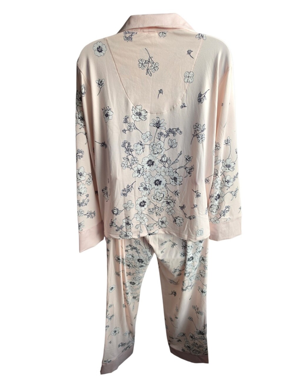 Flora Nikrooz Womens 2 Piece Satin Trim Notch Collar Pajama Set - Pink Size S - Picture 4 of 5